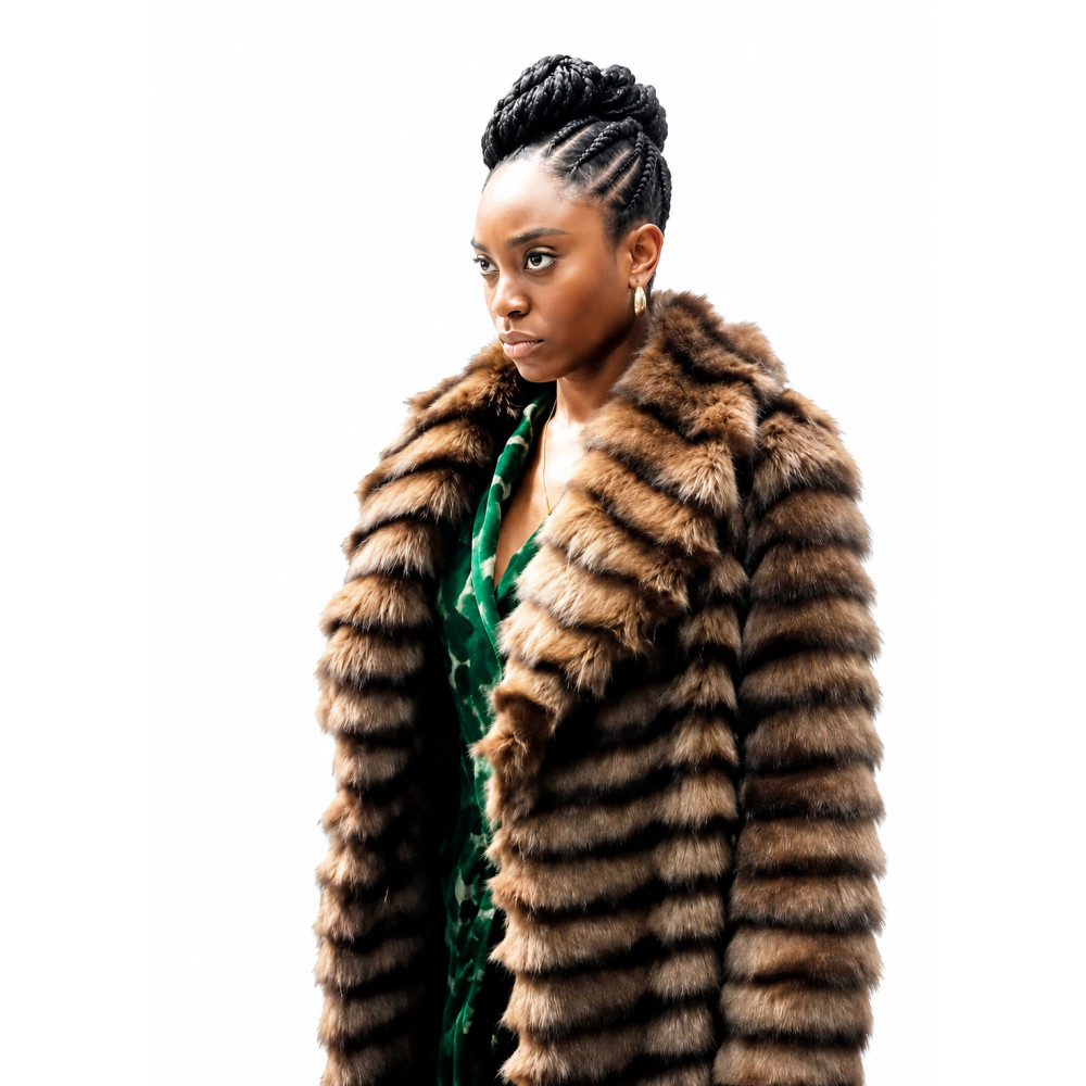 Fightland 2026 Anita Joy Uwajeh Brown Fur Coat | America Suits